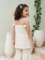 Classic Cream Textured Kurti Sharara Set