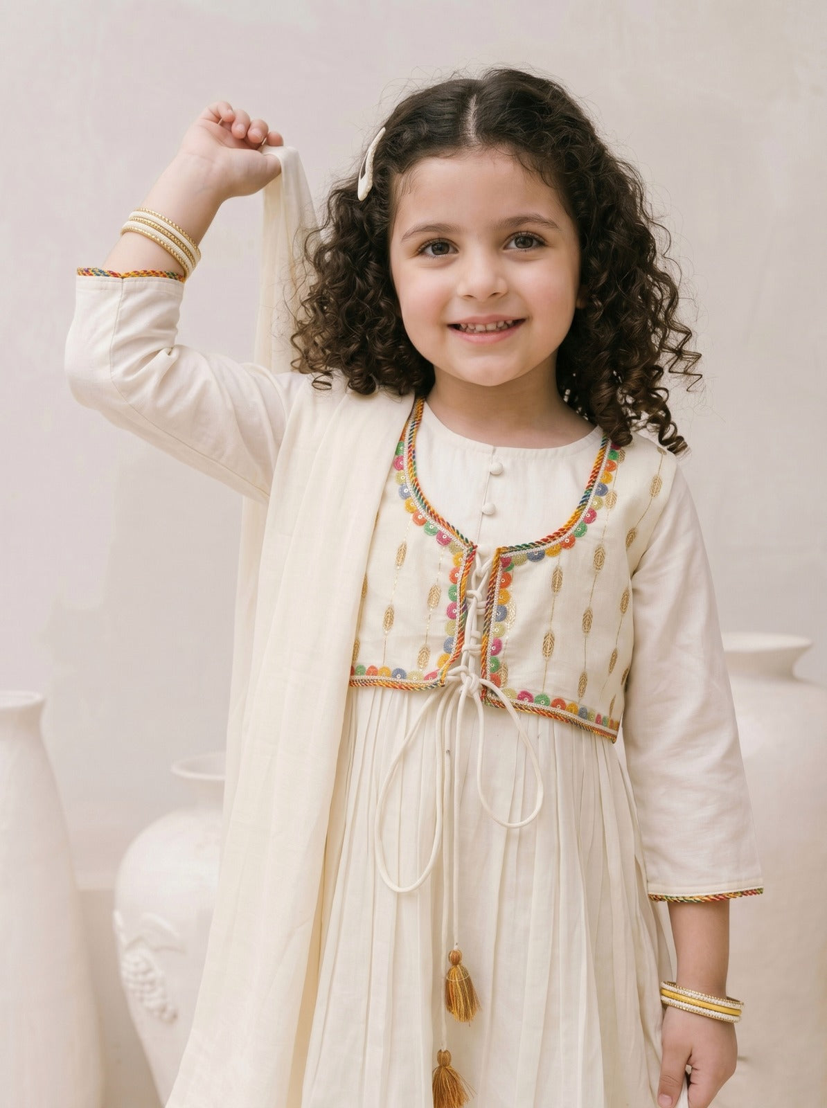 Gulnaar Ivory Sharar Set With Dupatta