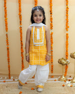 Girls Bhandej Halter Neck Kurta with Afgani Pants