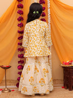 Girl's Yellow peplum kurta with sharara set