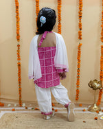 Girls Bhandej Halter Neck Kurta with Afgani Pants