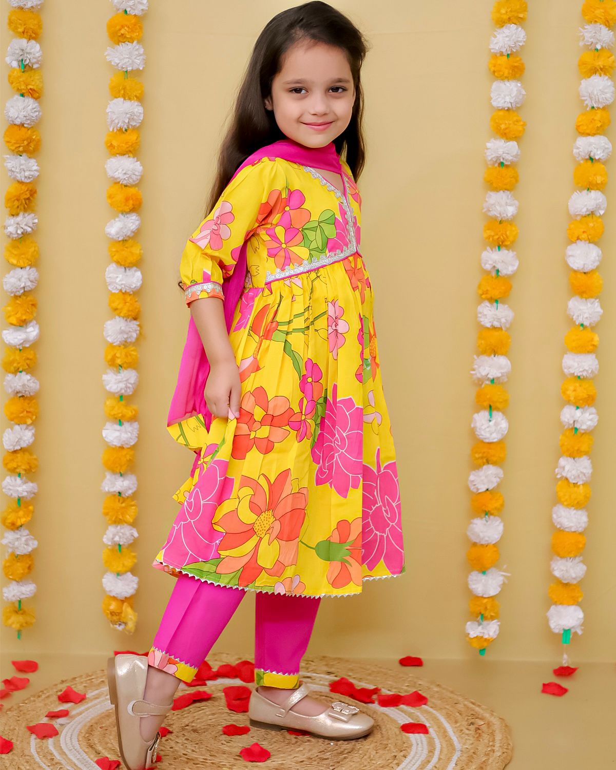 Girls Anarkali Kurti Pant Set