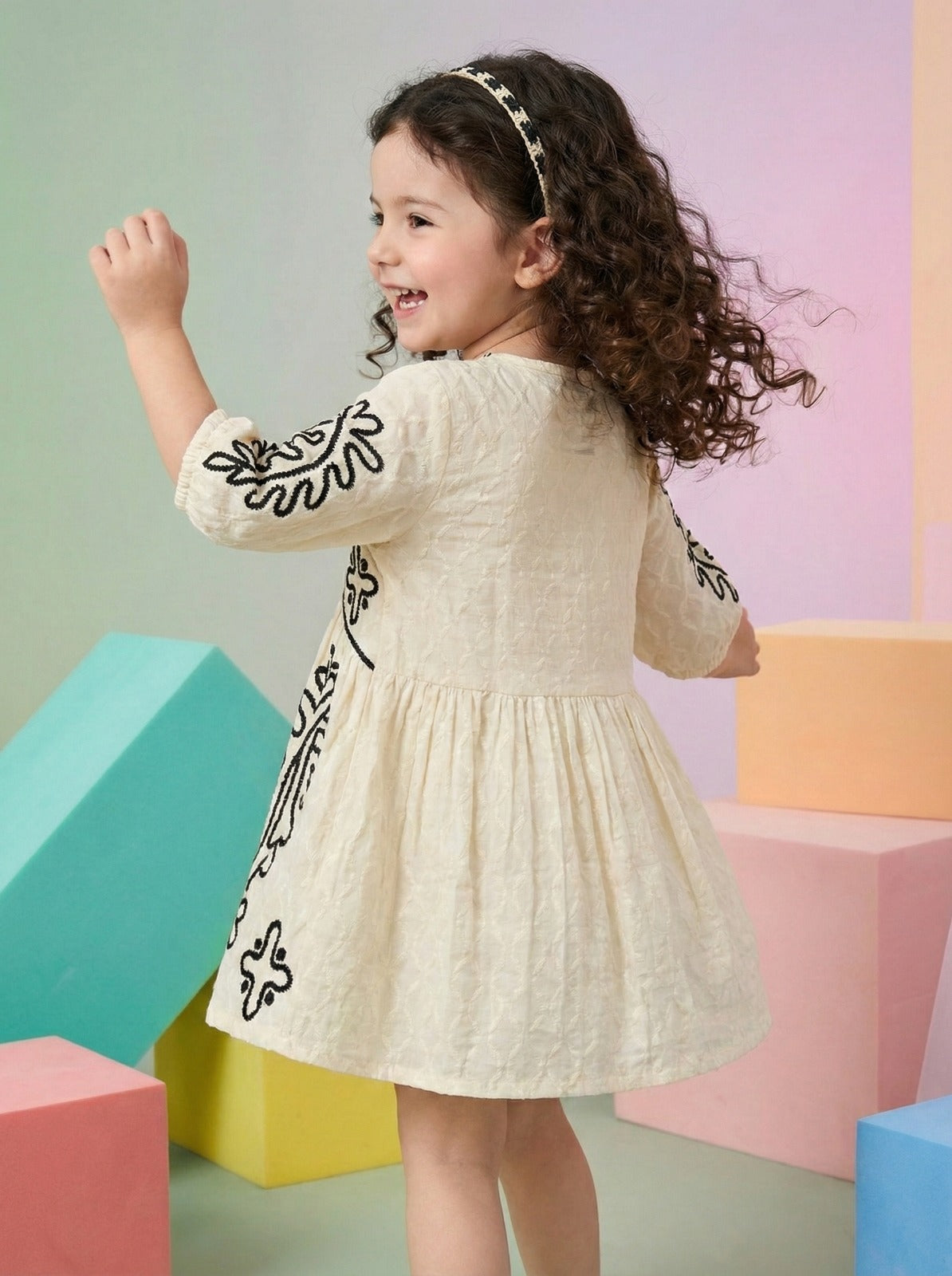 Monochrome Embroidered Dress