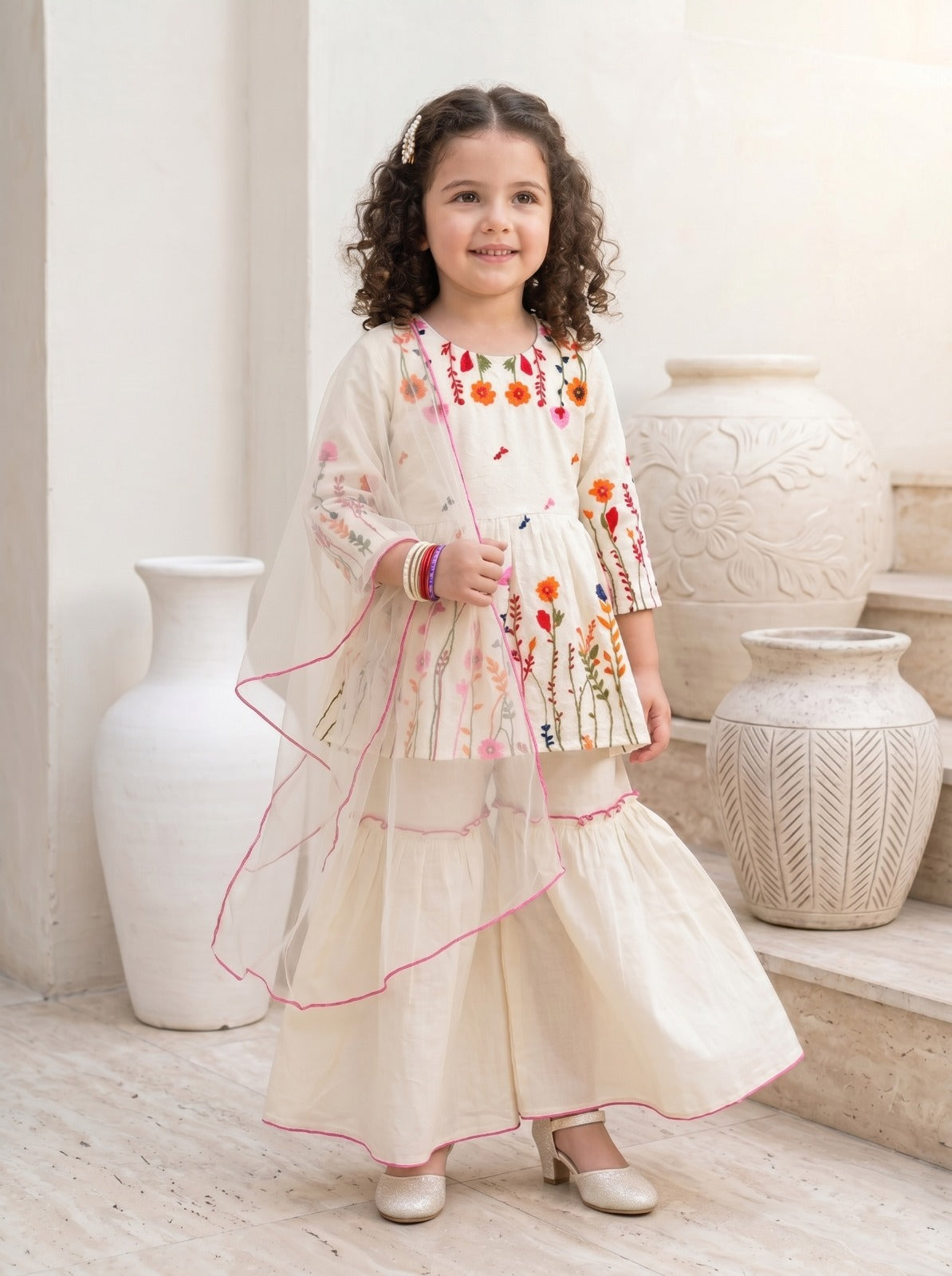Pearl Petal Embroidered Suit