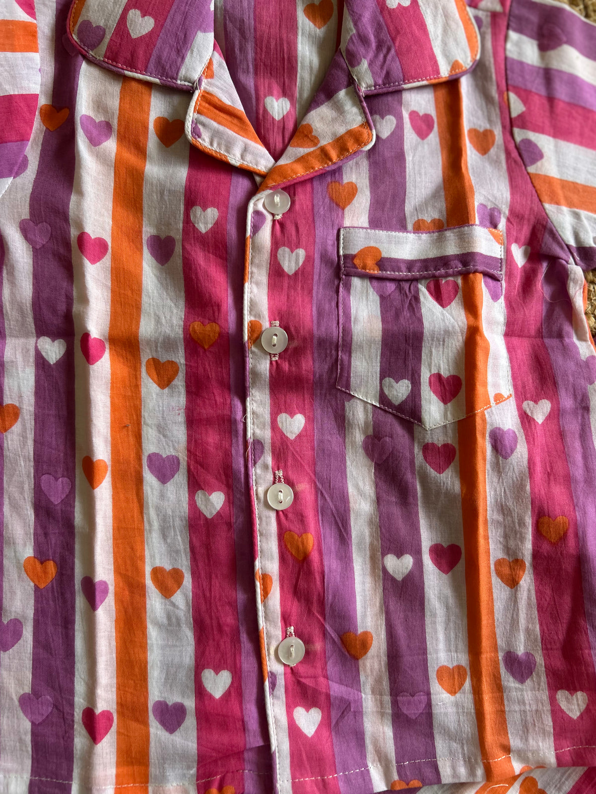 Sweetheart Stripes Cotton Night Suit Set