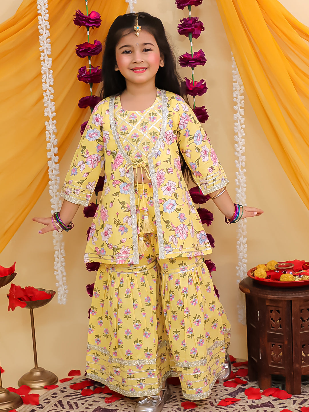 Girl's peplum kurti with sharara