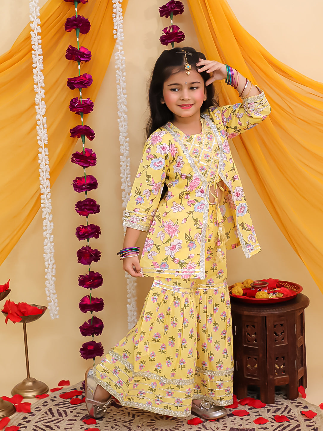 Girl's peplum kurti with sharara