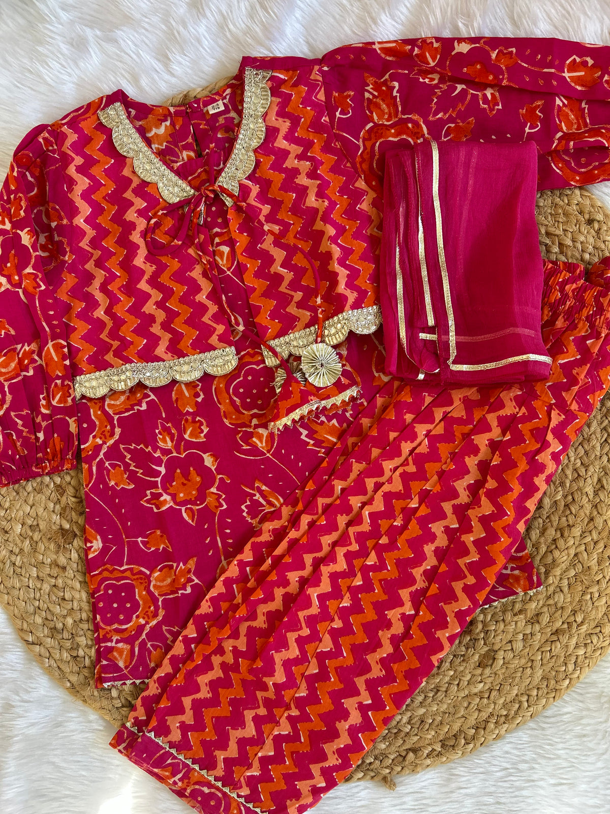 Pink kurta with patiala set