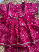 Pink Bhandej Kurti Pant Set