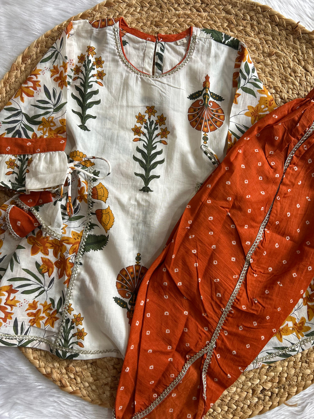 Rust Kurti Dhoti Set with Dupatta