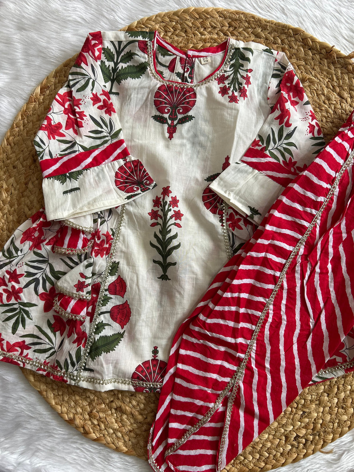 Red Kurti Dhoti Set with Dupatta
