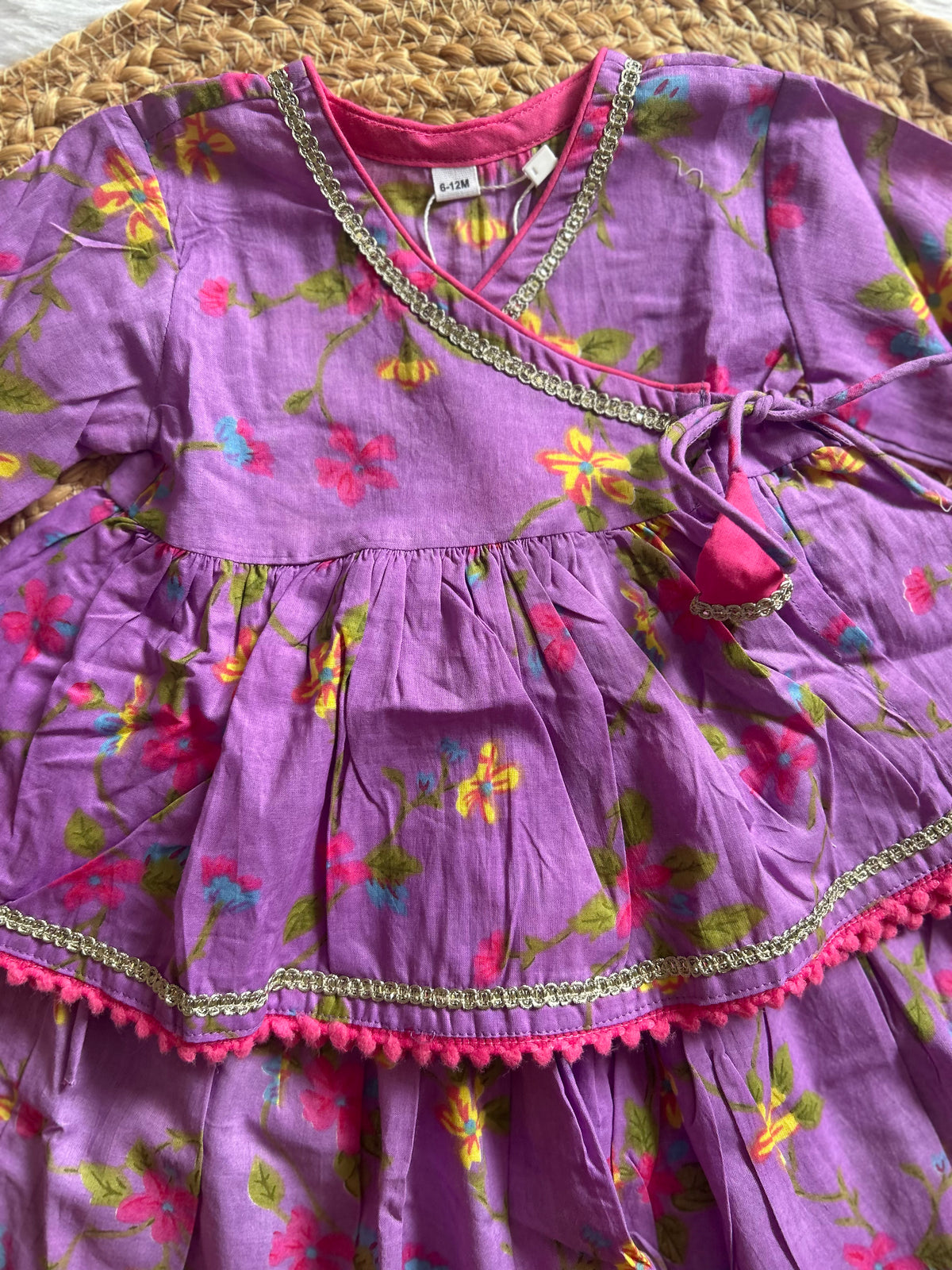 Infant girl angrakha top and skirt-Lavender