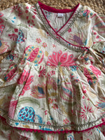 Infant girl angrakha top and skirt-White Floral