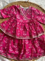 Infant girl angrakha top and skirt-White Pink