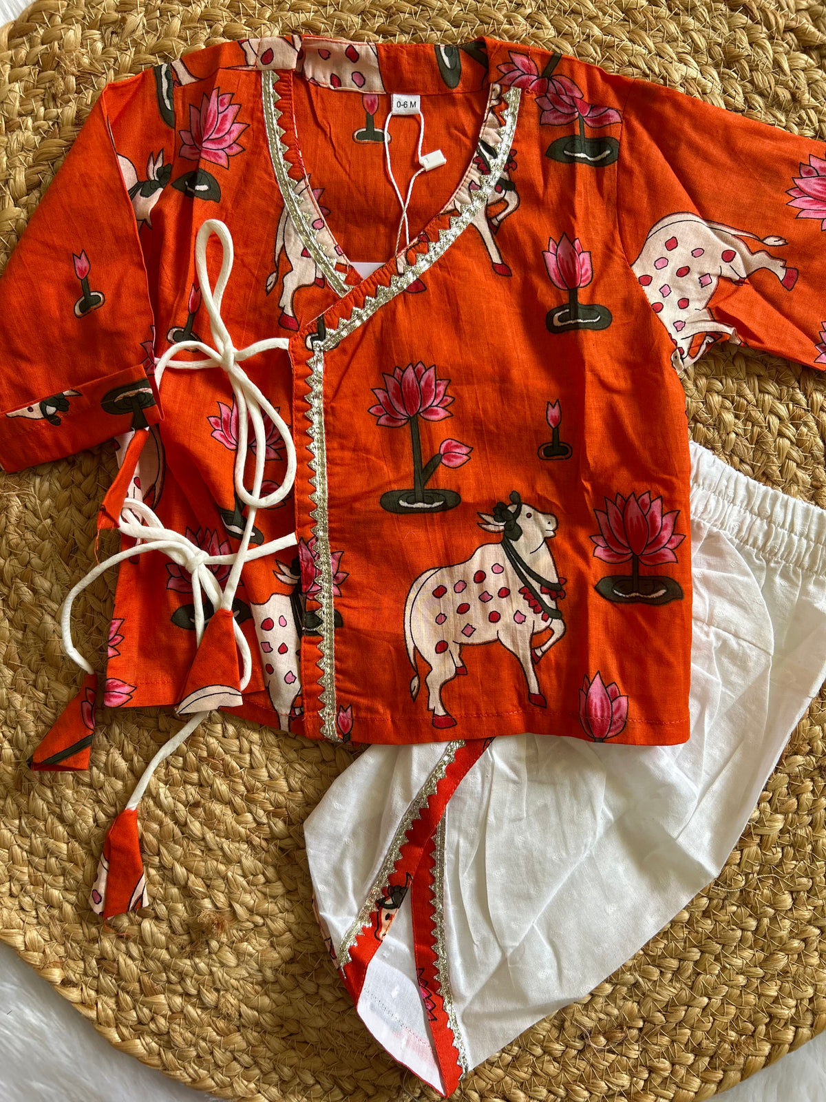 Infant Boys Dhoti Kurta set-Lotus Orange