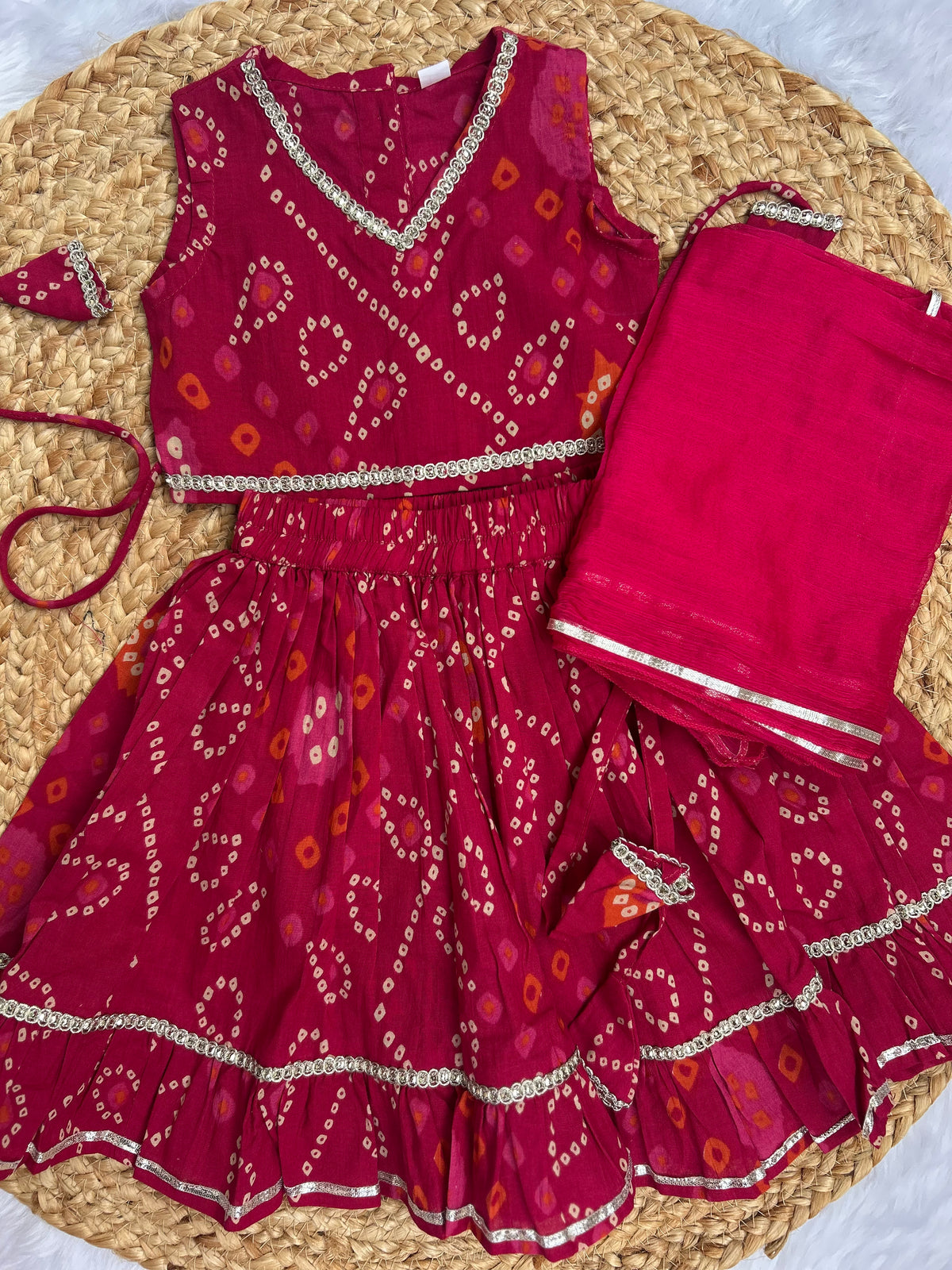 Pink infant lehenga choli with dupatta