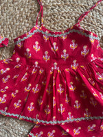 Red Floral Infant Kurti with Pants