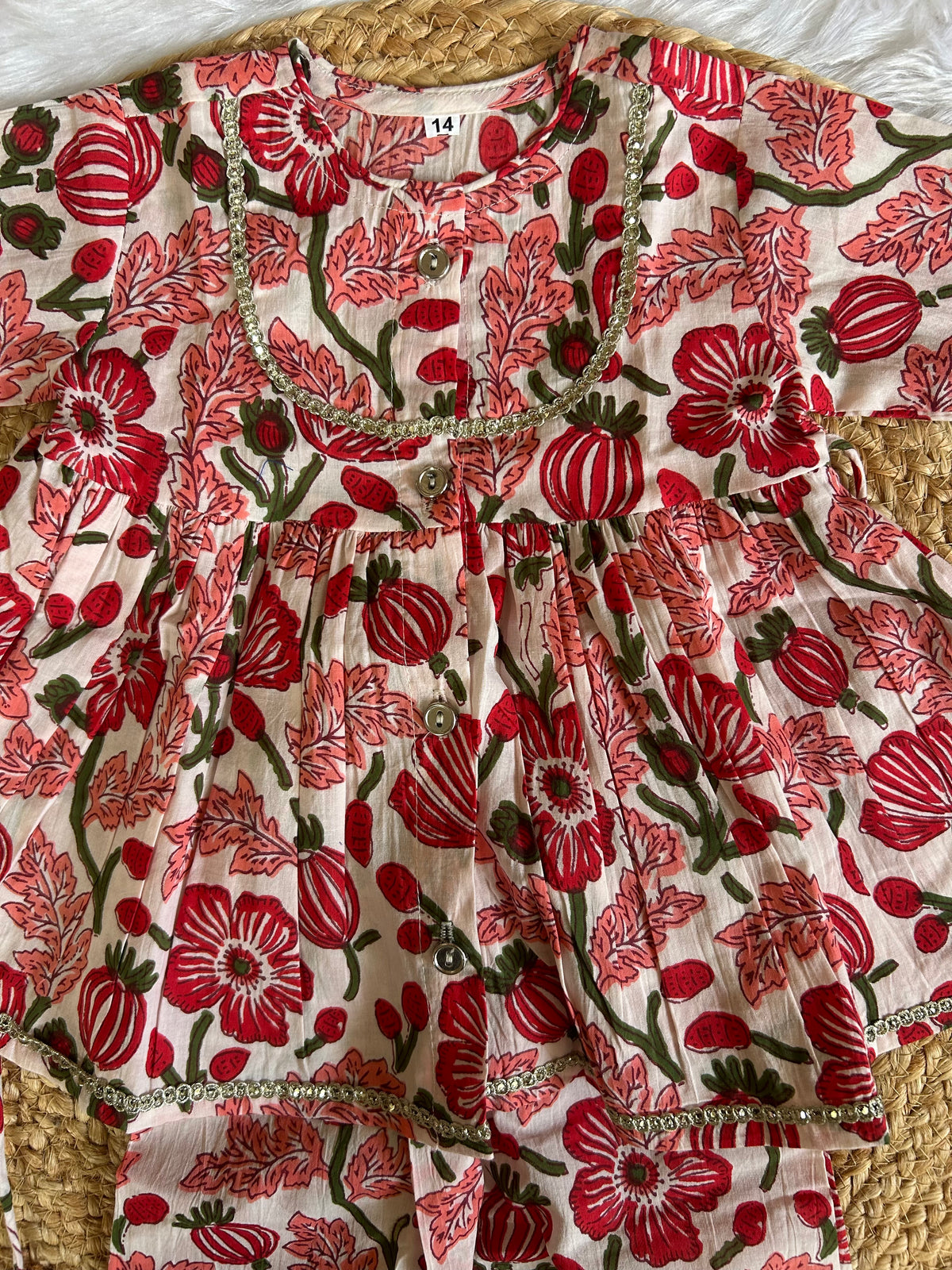 Girl's floral kurti pant set