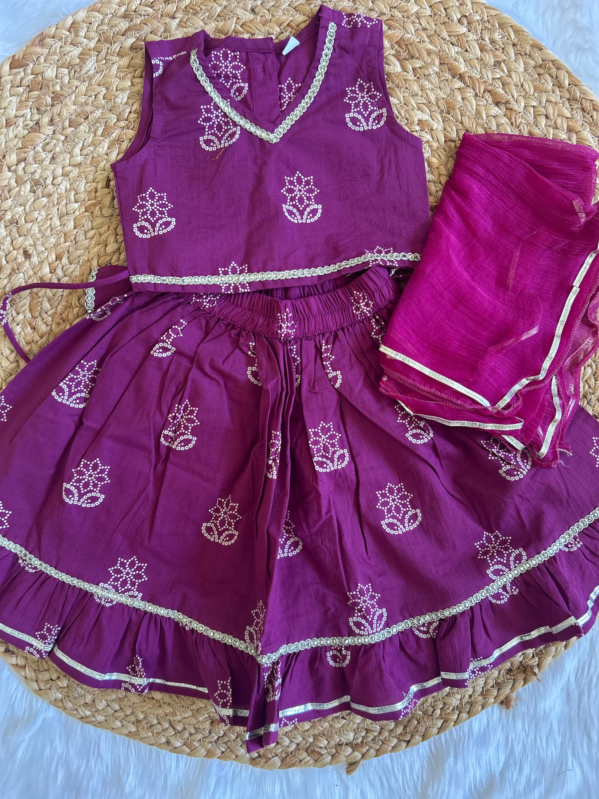 Purple infant lehenga choli with dupatta