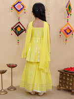 Girl's peplum kurta and sharara set-Yellow