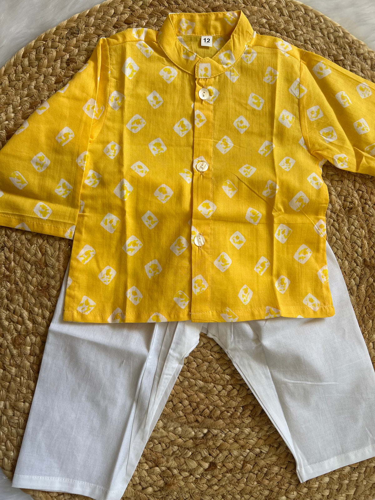 Infant boy's kurta pajama-baby yellow bhandej