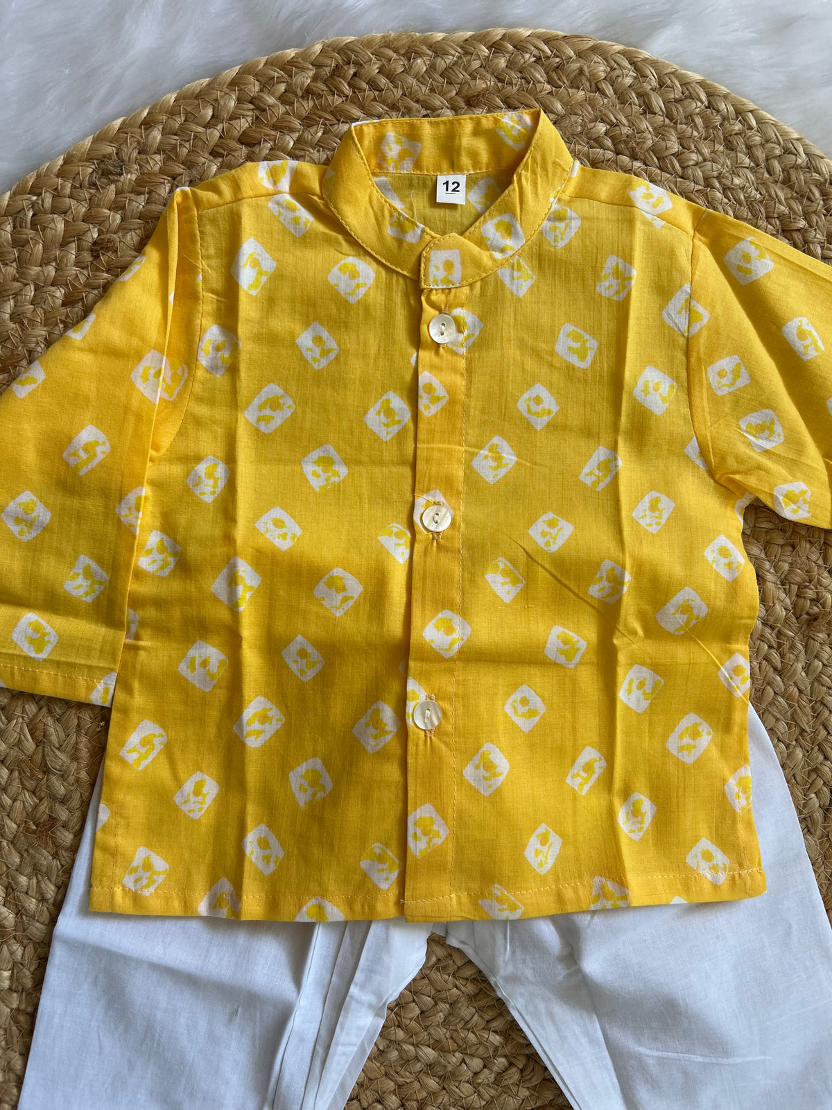 Infant boy's kurta pajama-baby yellow bhandej