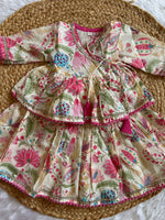 White Infant Girl Angrakha Top and Skirt