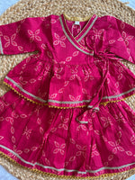 Pink Bhandej Infant Girl Angrakha Top and Skirt