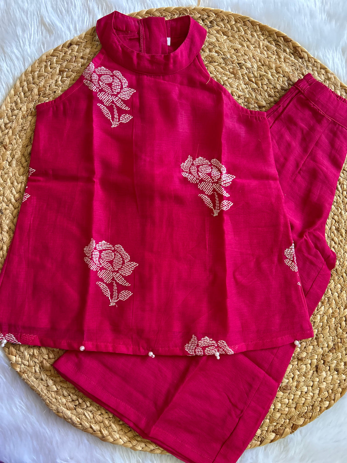 Pink Mul Chanderi Embroidered Co-ord Set