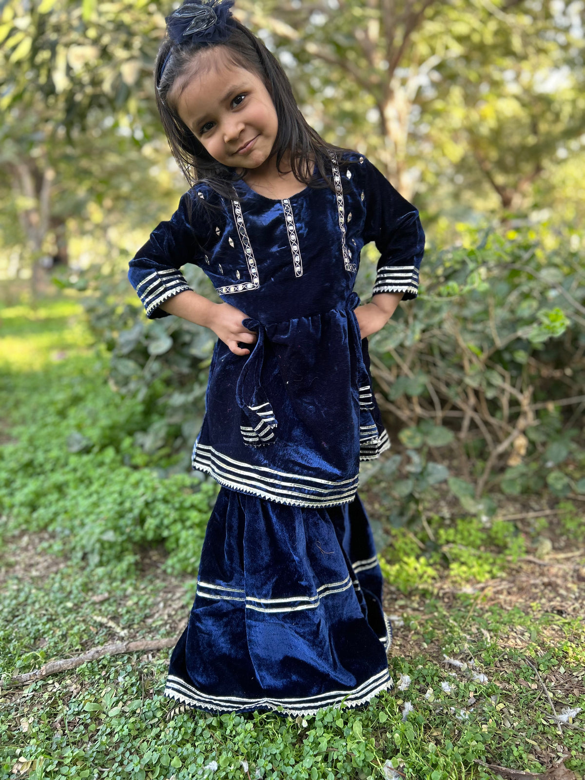 Girls Velvet Kurti Sharara