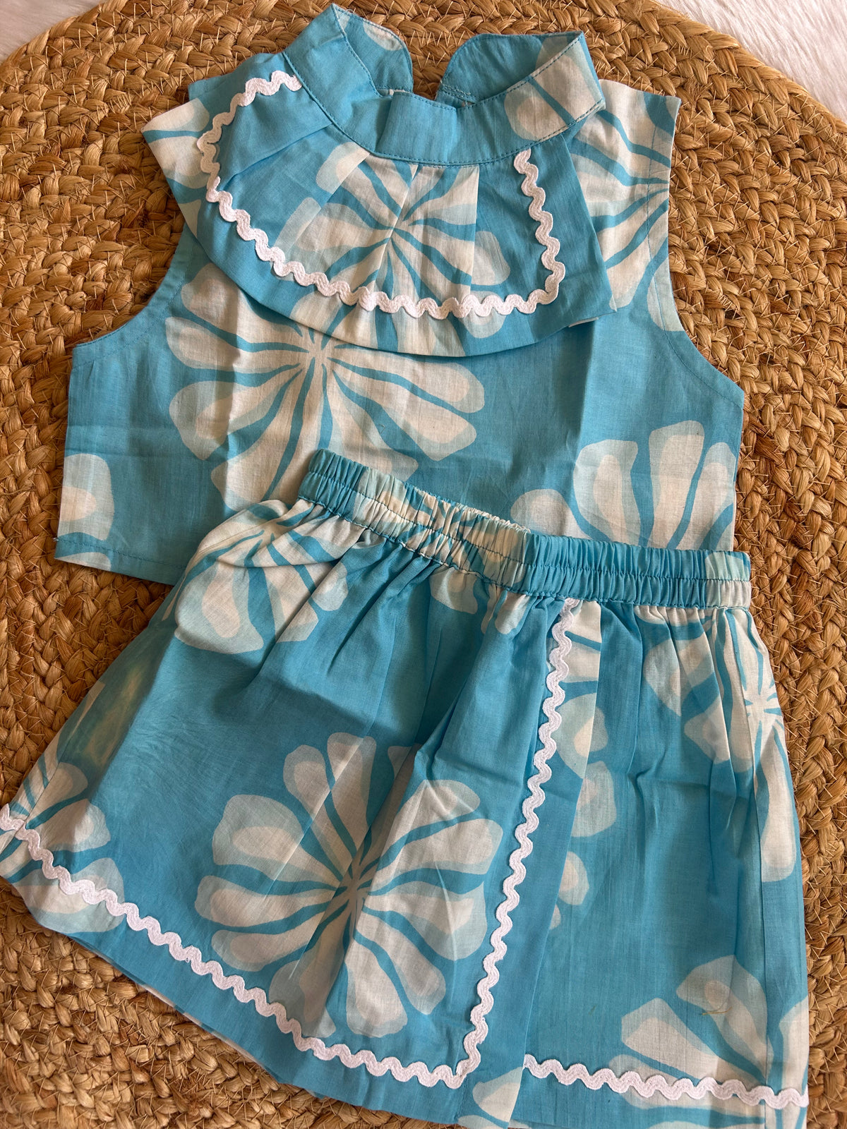 Tropical Whimsy Set -Top with Skorts (Blue)