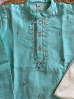 Aqua Royale Mul Chanderi Kurta Pant Set