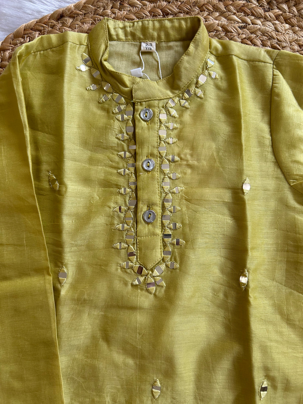 Olive Glow Chanderi Kurta Pant Set