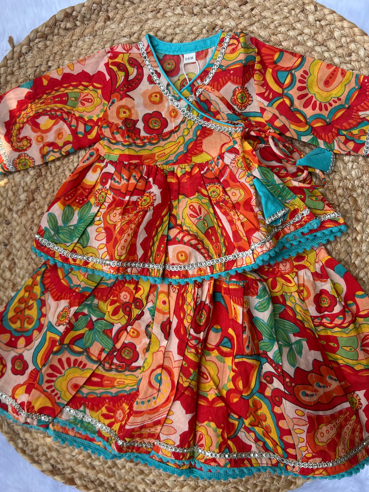 Infant girl angrakha top and skirt-Multicolor
