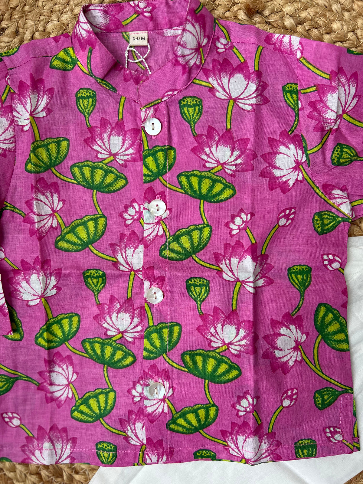 Infant boy's kurta pajama-Pink Lotus