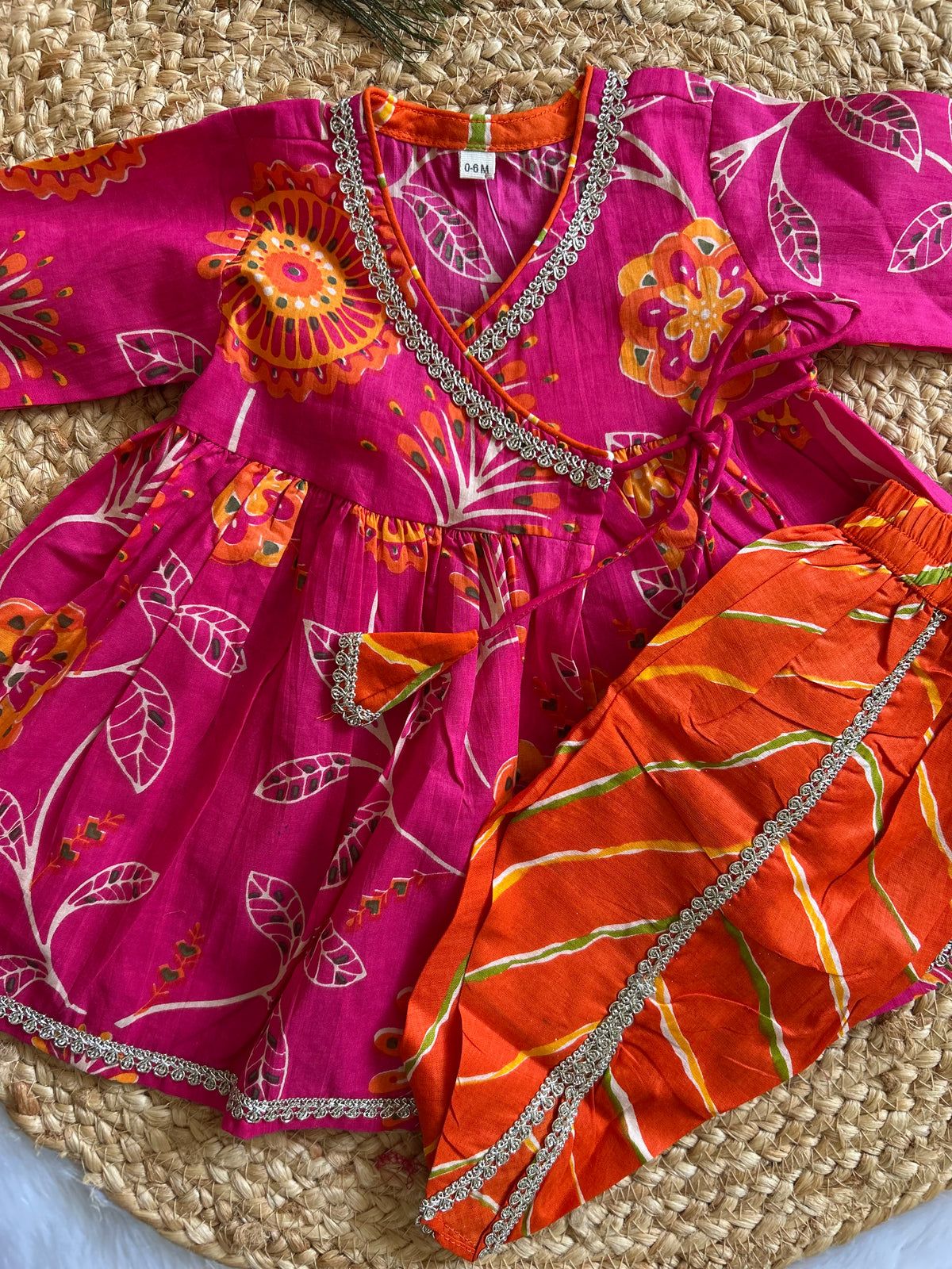 Fuchsia Pink Angrakha Kurti with Dhoti