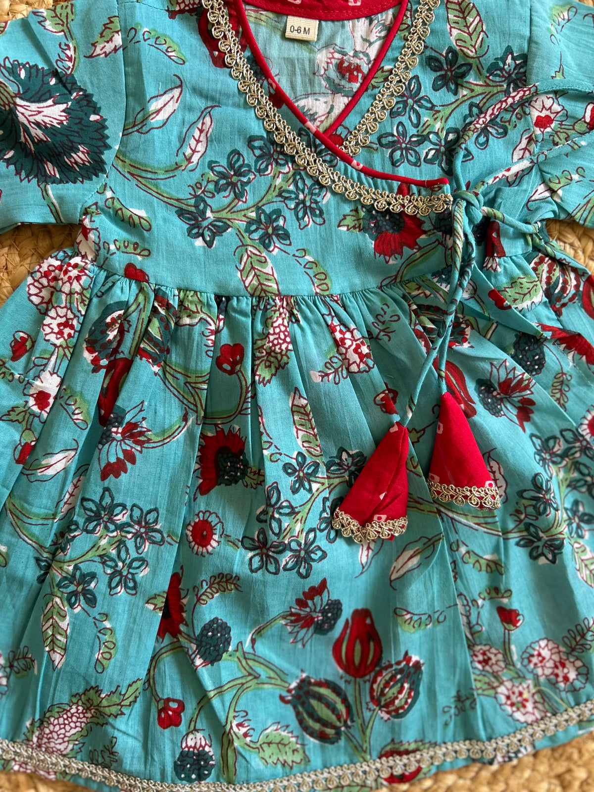 Turquoise Blue Angrakha Kurti with Dhoti