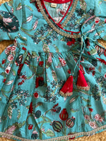 Turquoise Blue Angrakha Kurti with Dhoti