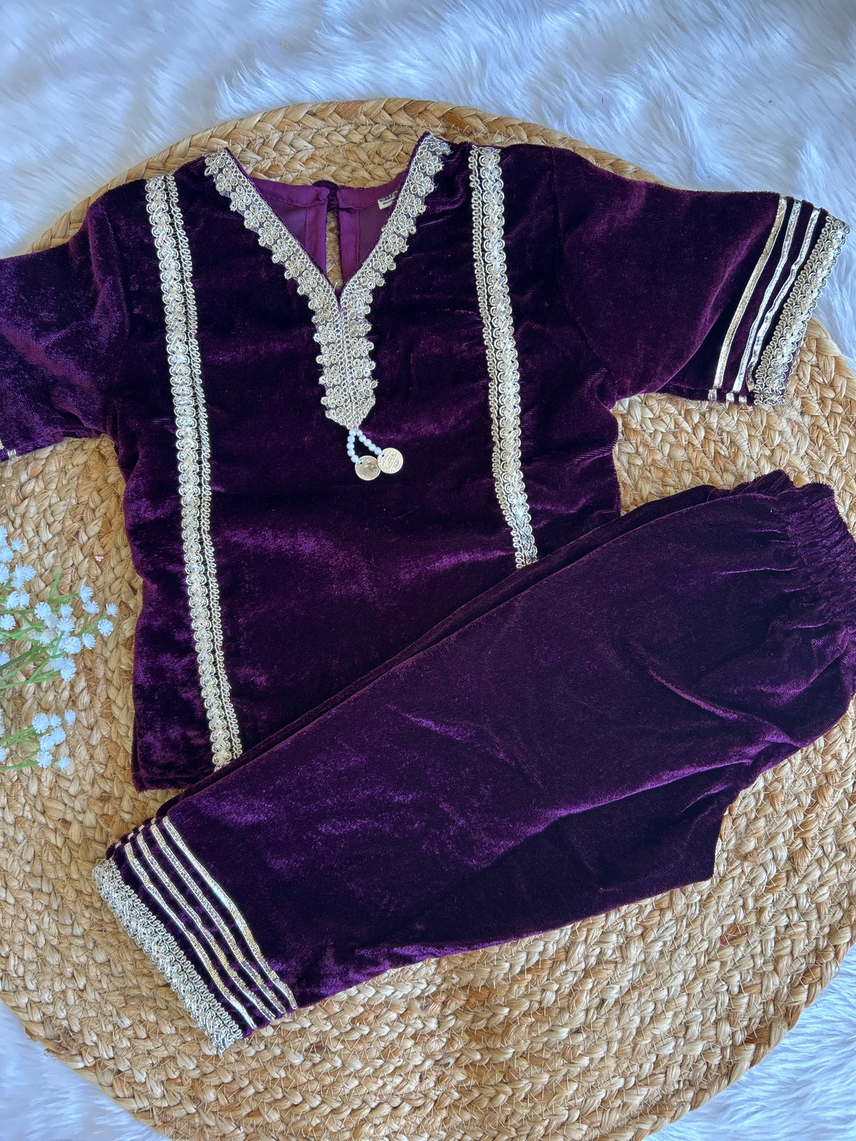 Girls Velvet Kurti Pant