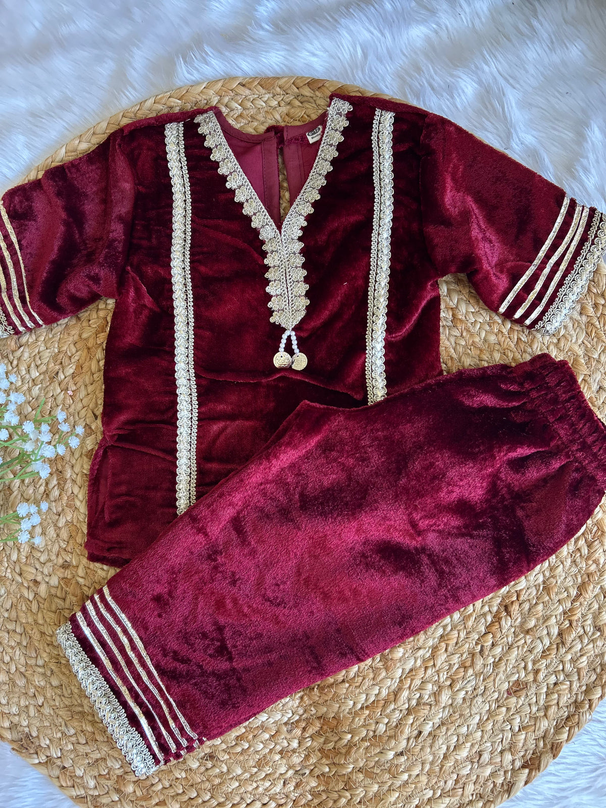 Girls Velvet Kurti Pant