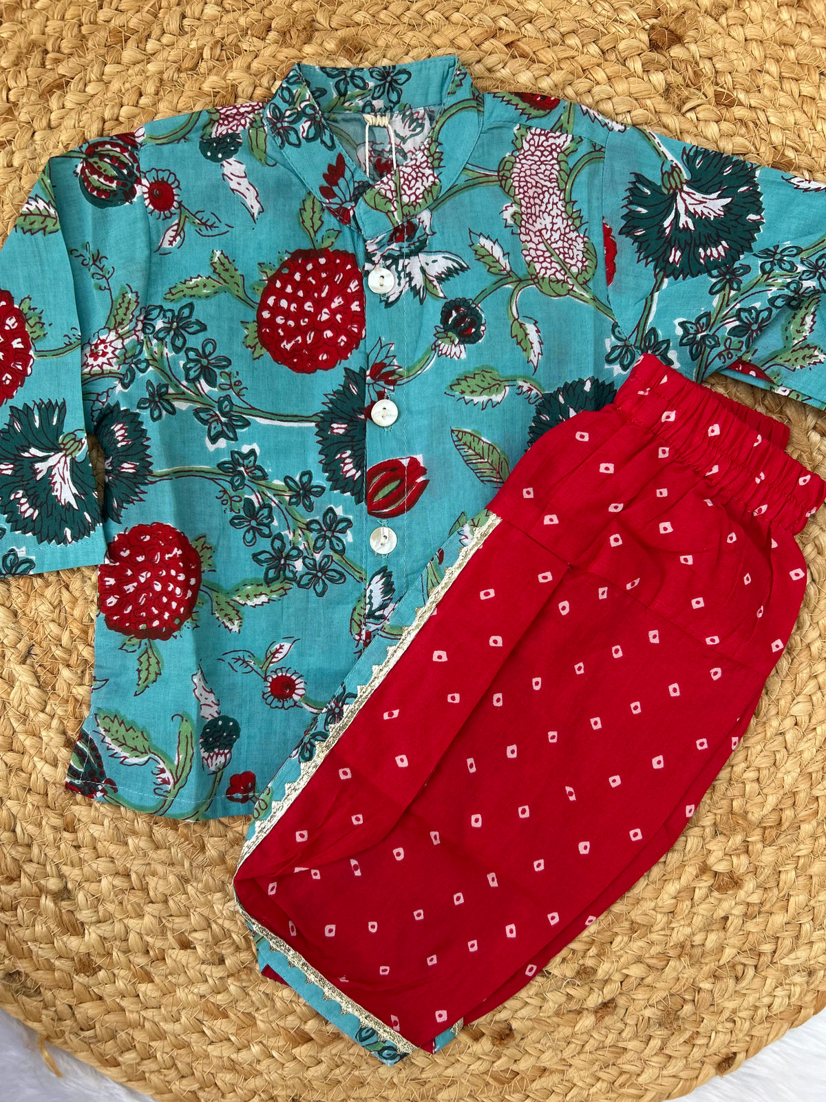 Infant Boys Dhoti Kurta set-Turquoise Blue