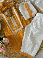 Girls Bhandej Halter Neck Kurta with Afgani Pants