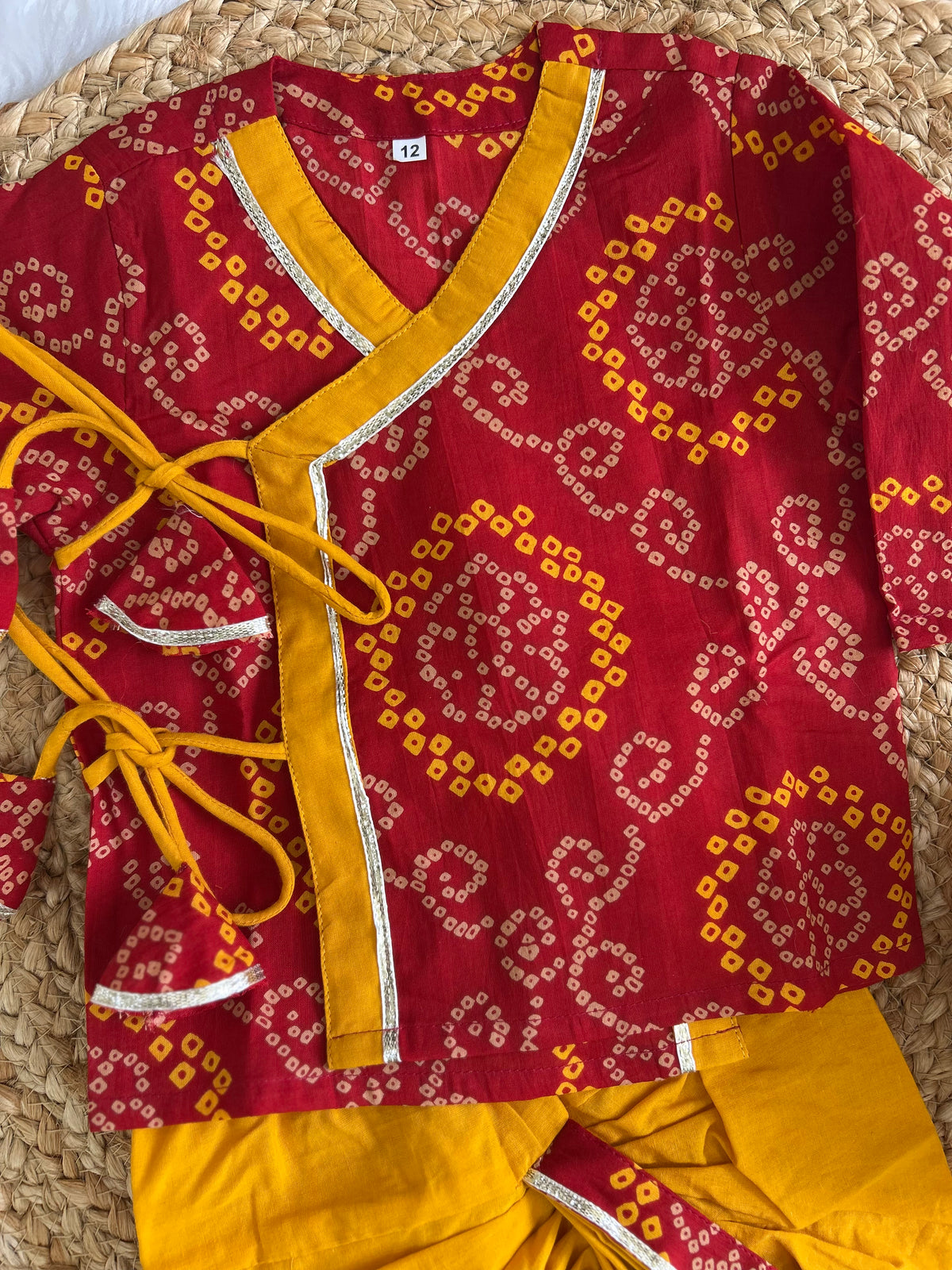 Infant Boys Dhoti Kurta set in Bhandej print