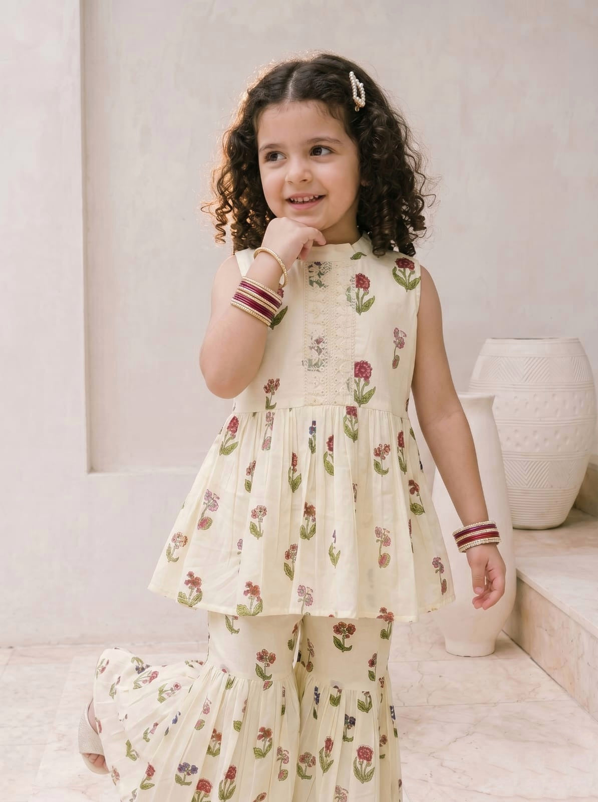 Rosette Charm Sharara Set
