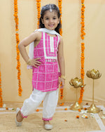 Girls Bhandej Halter Neck Kurta with Afgani Pants