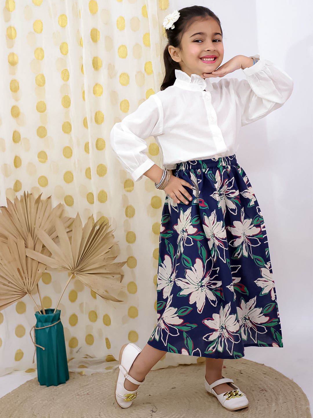 Midnight Bloom Girl's Skirt Set