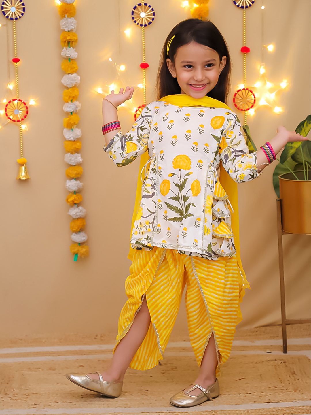 Girl's lehriya dhoti set