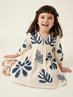 Ivory and Ink Embroidered Dress