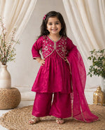 Pink Upada Silk Kurti and Palazzo Set