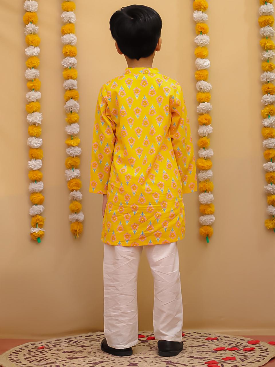 Yellow boy's kurta pajama